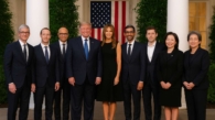 US President Trump dinner tech CEOs 2025 at the White House in 2025, discussing AI and technology innovation.